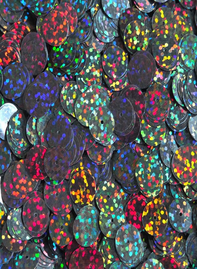 SequinExplosion ترتر دائري مسطح مقاس 10 مم، أسود لامع بتأثير الهولوغرام، معدني لامع. صنع في الولايات المتحدة الأمريكية - Image 1