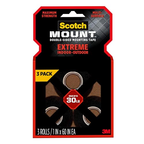 Scotch Double Sided Tape Heavy Duty, Black Extreme Mounting Tape, 3 Roll Adhesive Tapes, 1 in x 60 in Wall Tape - Image 1