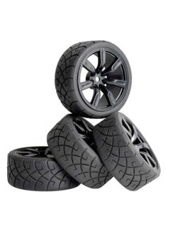 1/10 Level Running Racing Highway Street Running RV Wear-resistant Tire HSP Unlimited RC Remote Control Model Car Four Pack-Color:D23 + A Wheel Hub