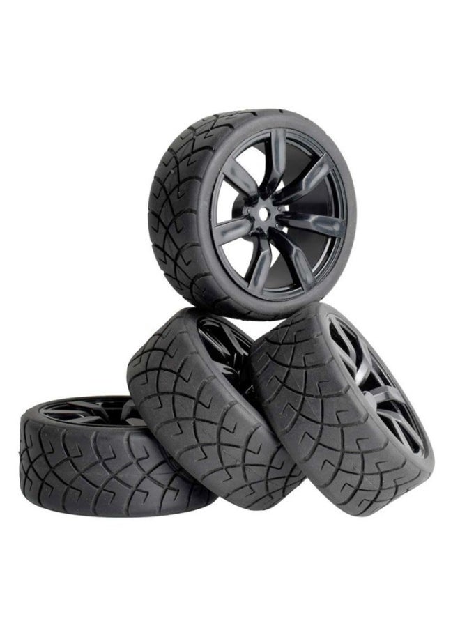 Generic - 1/10 Level Running Racing Highway Street Running RV Wear-resistant Tire HSP Unlimited RC Remote Control Model Car Four Pack-Color:D23 + A Wheel Hub - Image 1