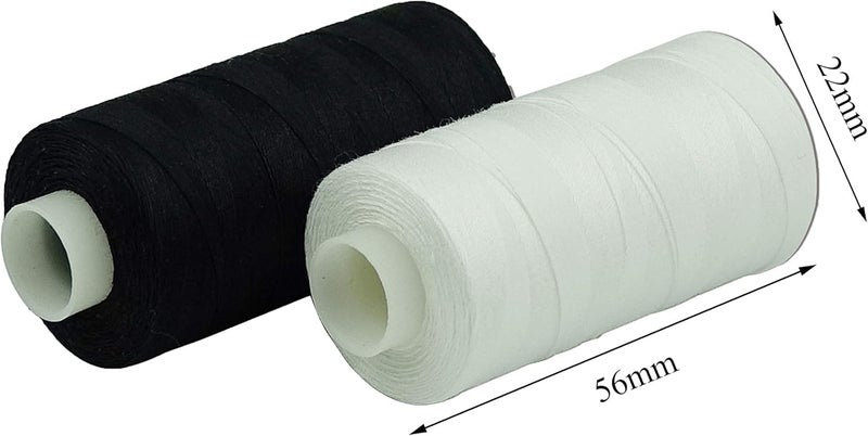 simthread 6 White 6 Black 100% Cotton Sewing Thread 50s/3 for Quilting etc - 550 Yards Each - Image 3