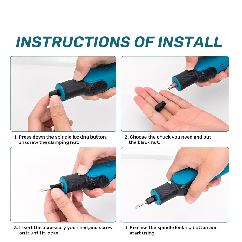 Cordless Rotary Tool - 46-Piece Kit 5-Speed 25000 RPM Powerful Motor USB-C Fast Charging Lightweight Handheld Engraver for Hobbyists Crafters Home DIY Projects - Image 5