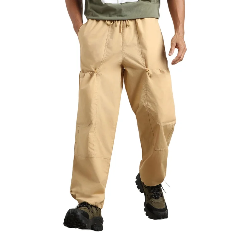 NOBERO بنطلون باراشوت رجالي واسع بيج