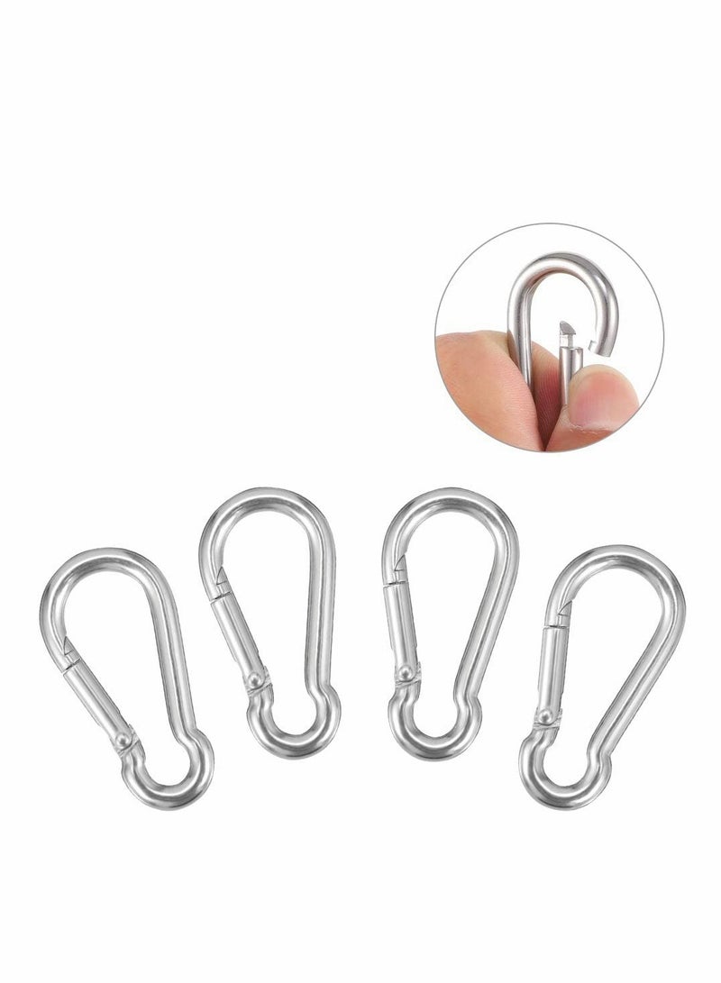 Generic 4Pcs 304 Stainless Steel Oblong Eye Pad Plate and 4 PCS Carabiner Clips 5 mm Heavy Duty Metal Hooks Metal Staple Ring Hook Hardware With 2 Holes - Image 4
