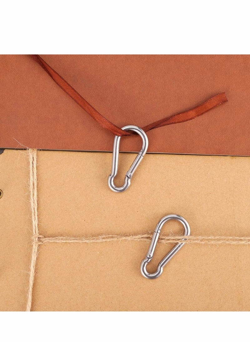 Generic 4Pcs 304 Stainless Steel Oblong Eye Pad Plate and 4 PCS Carabiner Clips 5 mm Heavy Duty Metal Hooks Metal Staple Ring Hook Hardware With 2 Holes - Image 2