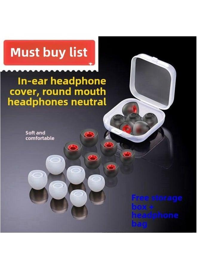 Universal In-Ear Headset Silicone Soft Plug Rubber Cover Ear Cap Bluetooth Earphone Protective Accessories-Color:In-ear Round Mouth * Gray Through Blue-Model:Storage Box 1 - Image 2