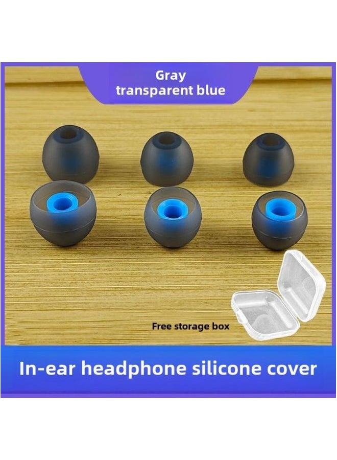 Universal In-Ear Headset Silicone Soft Plug Rubber Cover Ear Cap Bluetooth Earphone Protective Accessories-Color:In-ear Round Mouth * Gray Through Blue-Model:Storage Box 1 - Image 1