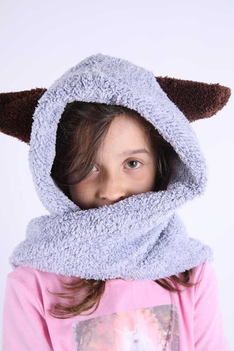 Baby Hola Babyhola Girl Boy Babyhola Girl Boy Child Eared Plush Beanie with Pocket Gloves Winter 1300  - Image 2