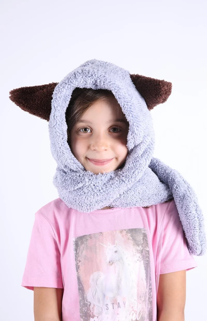 بيبي هولا Babyhola Girl Boy Babyhola Girl Boy Child Eared Plush Beanie with Pocket Gloves Winter 1300