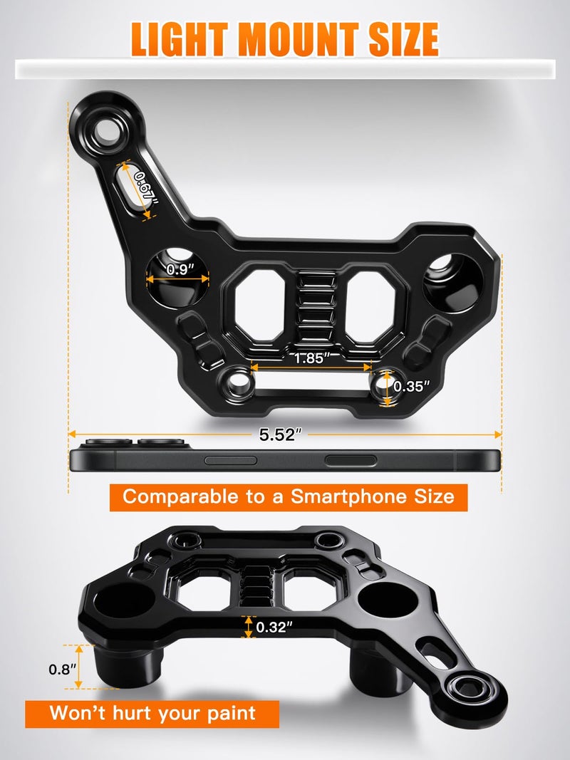 UNI-SHINE 2-Pack Dual Hood Mounting Brackets for Light Bar Fit for Jeep Wrangler JL JLU Gladiator JT 2018–2026 Aluminum A-Pillar Auxiliary Cowl Mounts for LED Pod & Ditch Lights - Image 2