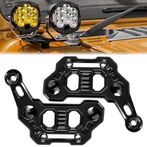 UNI-SHINE 2-Pack Dual Hood Mounting Brackets for Light Bar Fit for Jeep Wrangler JL JLU Gladiator JT 2018–2026 Aluminum A-Pillar Auxiliary Cowl Mounts for LED Pod & Ditch Lights - Image 1
