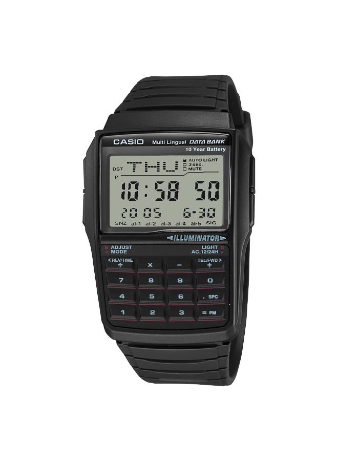 Casio DBC-32-1A Vintage Data Bank Digital Watch Black Resin Strap Calculator