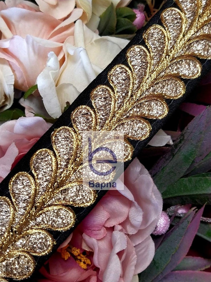 Bapna 5 Yard Embroidery Lace Ribbon Fabric for Decor and Sewing Party DIY Clothing/Accessories Saree Dupatta Skirt Home Furnishings Craft - Image 2