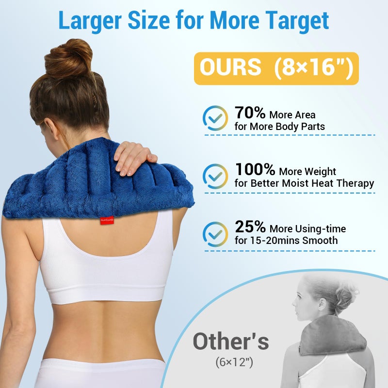 Comfytemp Microwave Heating Pad for Pain Relief, 8"x16" 2.18LB Hot Pack Moist Heat Relief for Neck Shoulder, Cramps, Muscle Ache, Warm Compress Relaxation Items for Women Men Seniors - Image 2