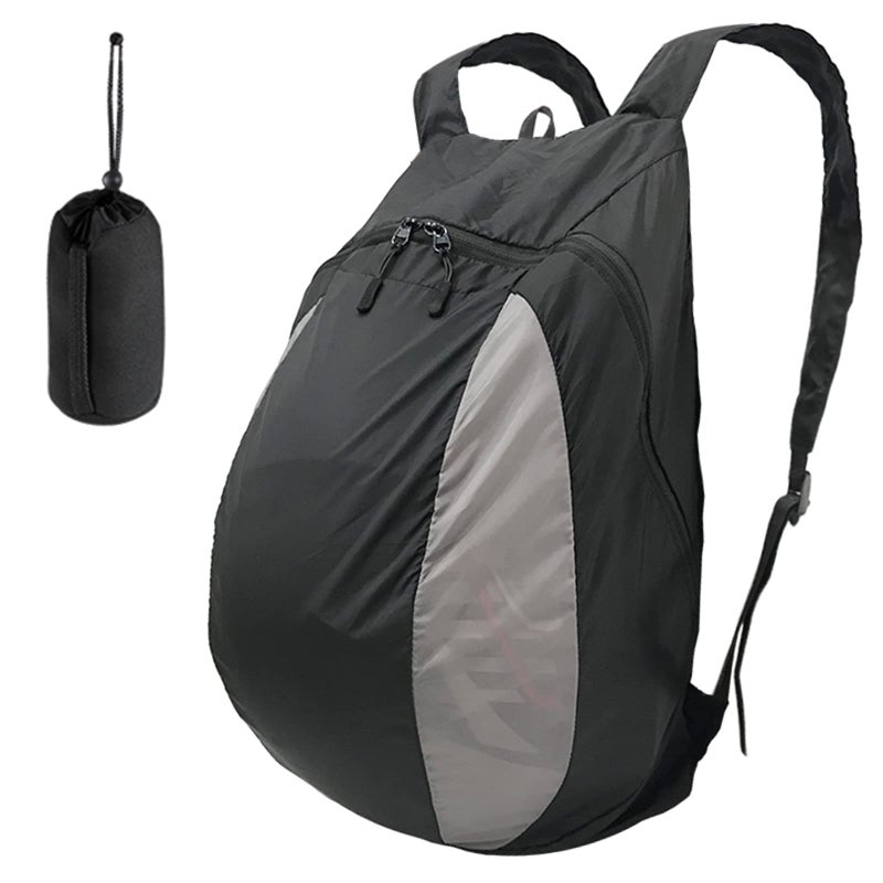 Peicees Peicees Motorcycle Helmet Backpack Foldable Large Capacity Nylon Bags Waterproof Lightweight Cycling Riding Storage Bag, Outdoor Sports Basketball Bag, Ski Helmet Bag, A Black,  - Image 1