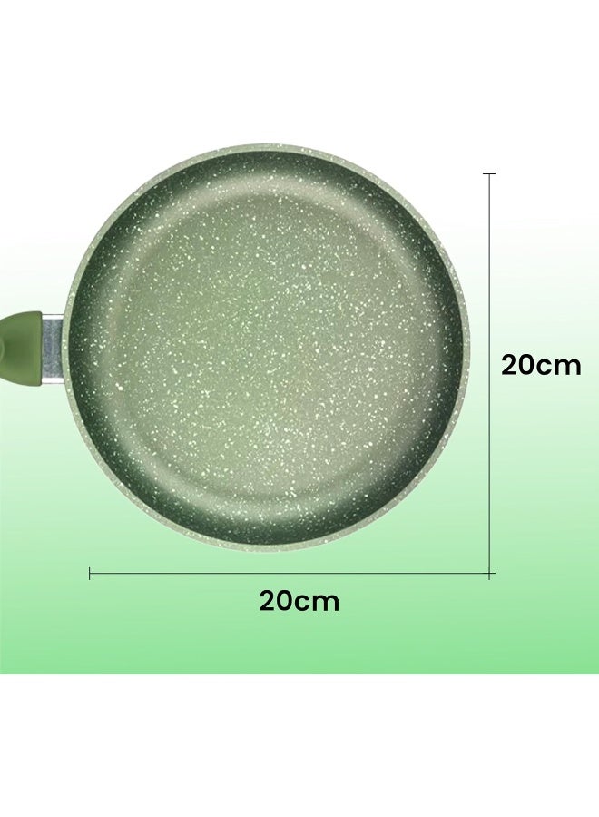 BS Bright Stone High-Tech Induction Frypan | 20cm Nonstick Triple Layer Greenstone Coated Frying Pan | Heavy-Gauge Aluminum Skillet with Handle | Italian Made | Scratch Resistant and Nickle Free | Green - Image 2