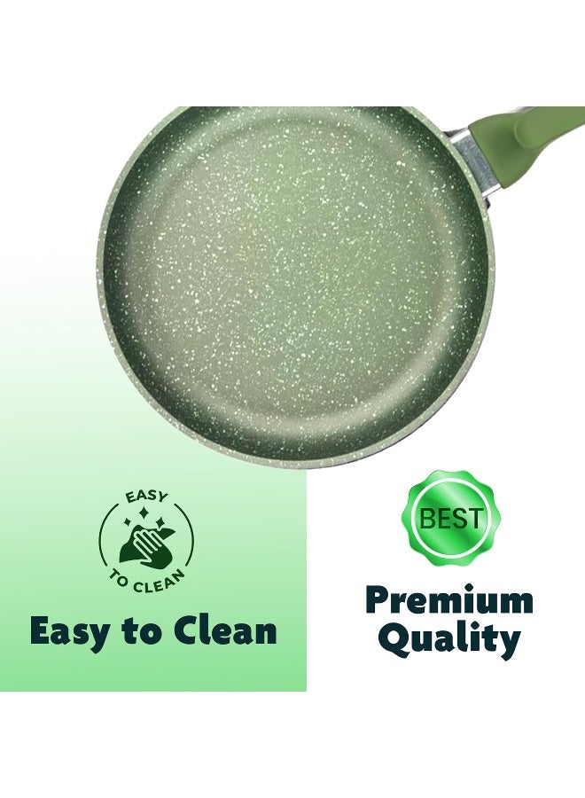 BS Bright Stone High-Tech Induction Frypan | 20cm Nonstick Triple Layer Greenstone Coated Frying Pan | Heavy-Gauge Aluminum Skillet with Handle | Italian Made | Scratch Resistant and Nickle Free | Green - Image 3