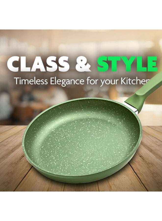 BS Bright Stone High-Tech Induction Frypan | 20cm Nonstick Triple Layer Greenstone Coated Frying Pan | Heavy-Gauge Aluminum Skillet with Handle | Italian Made | Scratch Resistant and Nickle Free | Green - Image 5