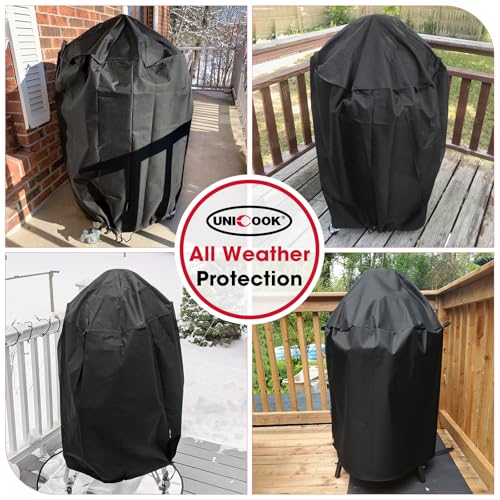 Unicook Round Smoker Cover 30 Inch, Heavy Duty Waterproof Charcoal Kettle BBQ Grill Cover, Fade Resistant Barrel Protector, Fits Weber Char-Griller Akorn Kamado and More, 30" Dia x 36" H - Image 3