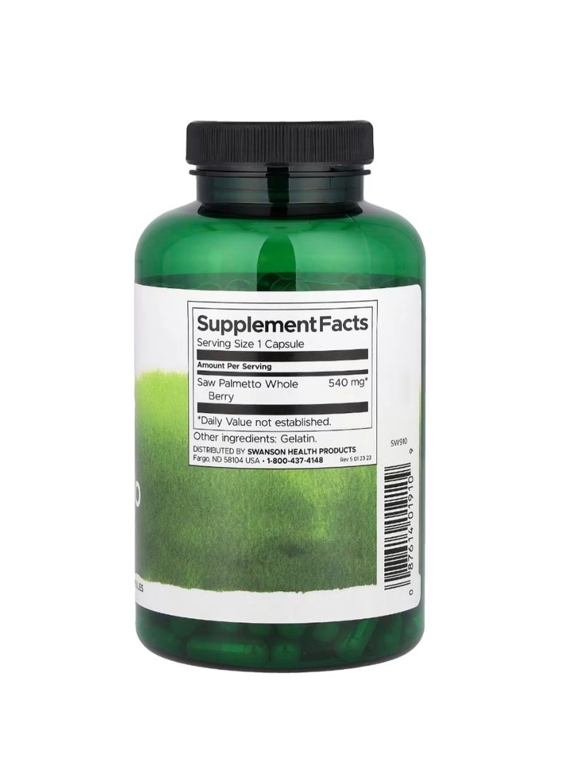 سوانسون بالميتو المنشاري كامل الطيف 540 مجم 250 كبسولة - Image 2