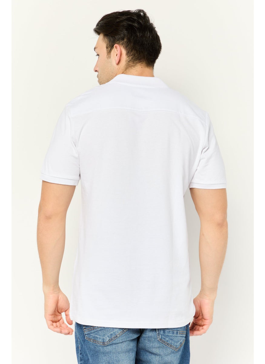 Prince Men Regular Fit Embroidered Logo Short Sleeve Polo Shirt, White  - Image 4