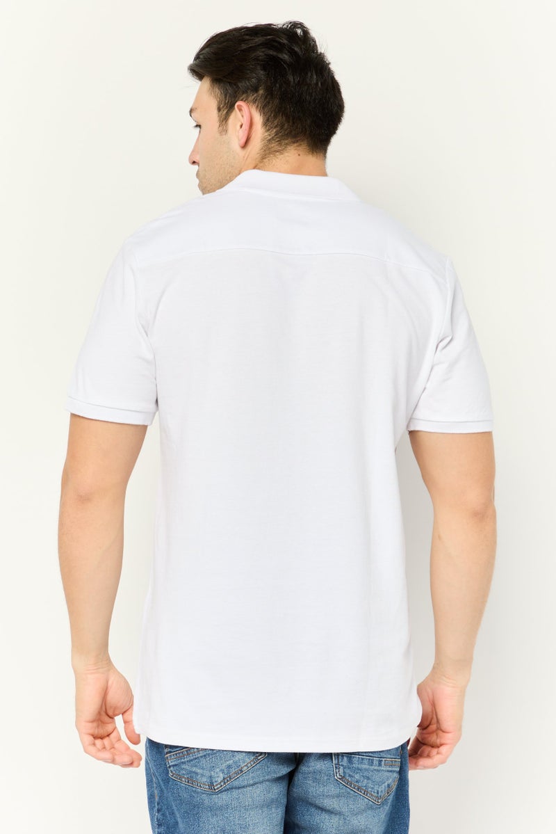 Prince Men Regular Fit Embroidered Logo Short Sleeve Polo Shirt, White - Image 4