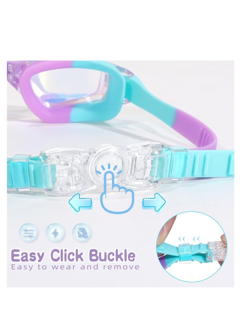 نظارات سباحة للأطفال - عبوة 2، نظارات سباحة للأولاد والبنات، للأعمار من 3-14، مضادة للضباب، حماية من الأشعة فوق البنفسجية، مانعة للتسرب - Image 5