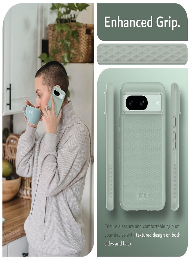 TUDIA MergeGrip [Military Grade] Google Pixel 8 Case (2023) - [Drop Tested] Dual Layer Shockproof Slim Rugged Tough Heavy Duty Protective Phone Cases Cover - Green Lily - Image 4