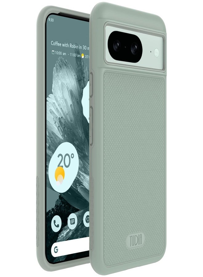 TUDIA MergeGrip [Military Grade] Google Pixel 8 Case (2023) - [Drop Tested] Dual Layer Shockproof Slim Rugged Tough Heavy Duty Protective Phone Cases Cover - Green Lily - Image 1