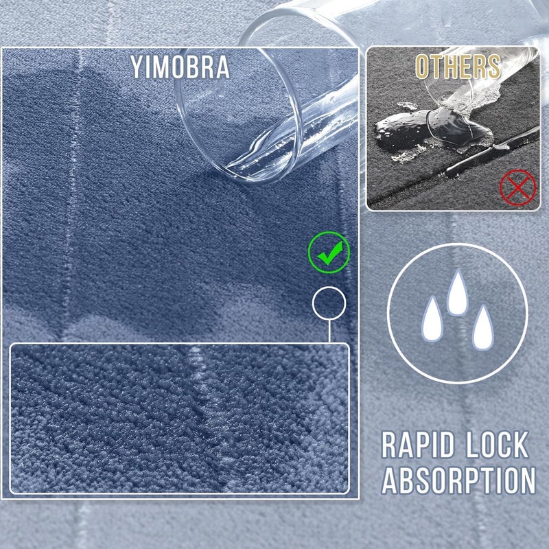 Yimobra Bathroom Runner 55"x24", Non Slip Memory Foam Bath Mat, Super Soft Water Absorbent Hallway Carpet, Machine Washable Rug for Vanity Tub Shower, Denim Blue - Image 4