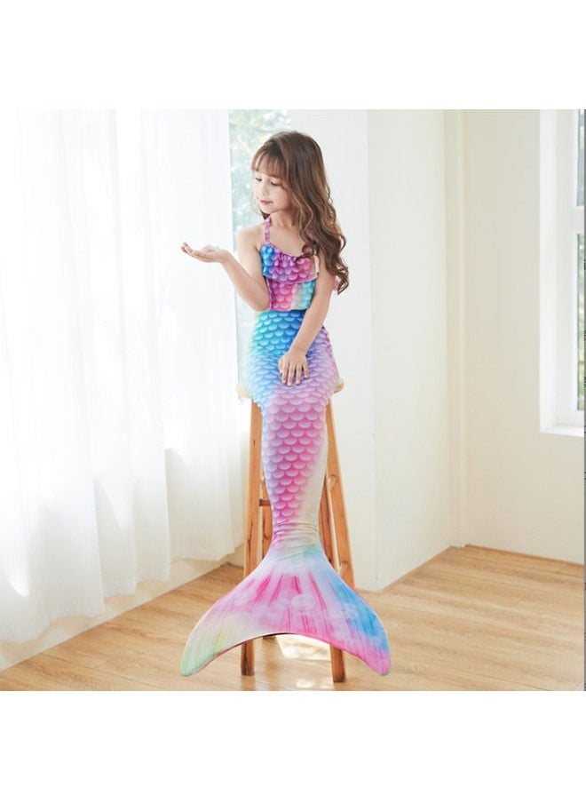 Generic - Mermaid Tails Swimsuit for Girls and Kids Princess Cosplay Swimming Costume Bikini Sets for Party (No Monofin)-S - Image 1