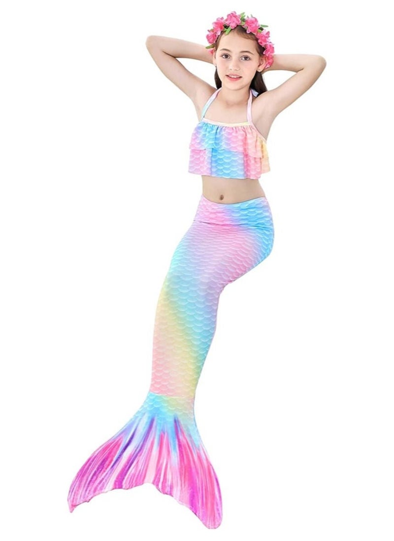 Generic - Mermaid Tails Swimsuit for Girls and Kids Princess Cosplay Swimming Costume Bikini Sets for Party (No Monofin)-S - Image 1