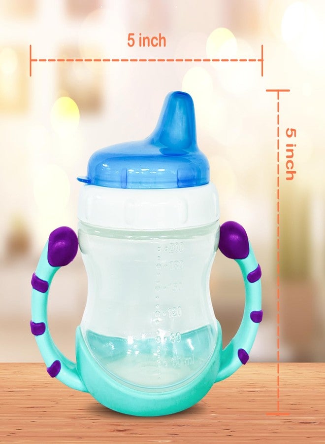 Kidbea Baby Feeding Sipper Cup Bottle | 200ml Wide Neck, Soft Silicone Spout, Anti-Spill, Dual Grip Handles & BPA Free | for Babies 3 Months+ (Blue) - Image 4