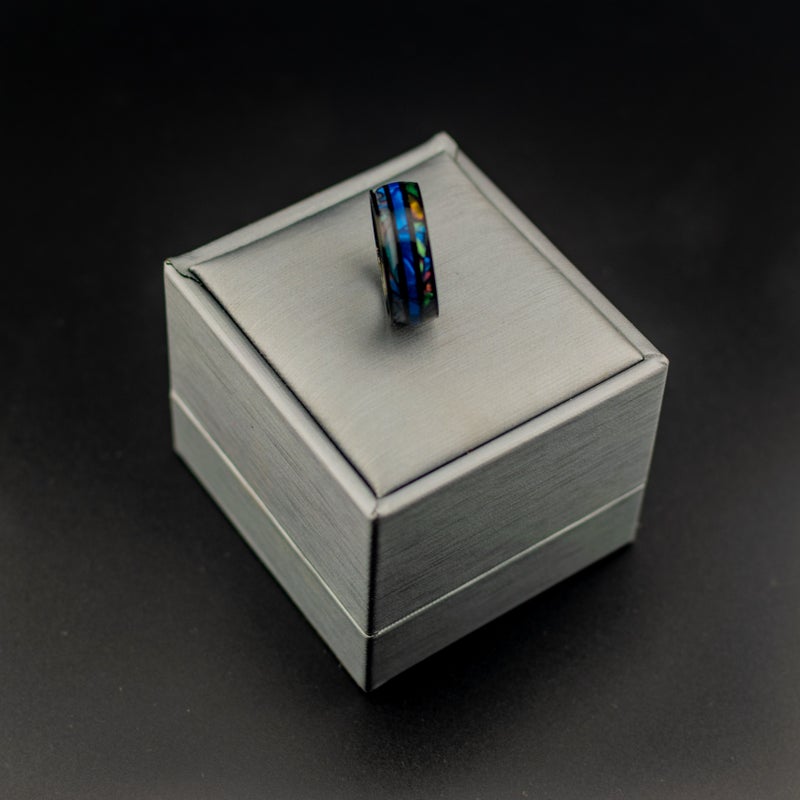 Black Blue Stainless Steel Ring For Him - Size 18 - Image 1