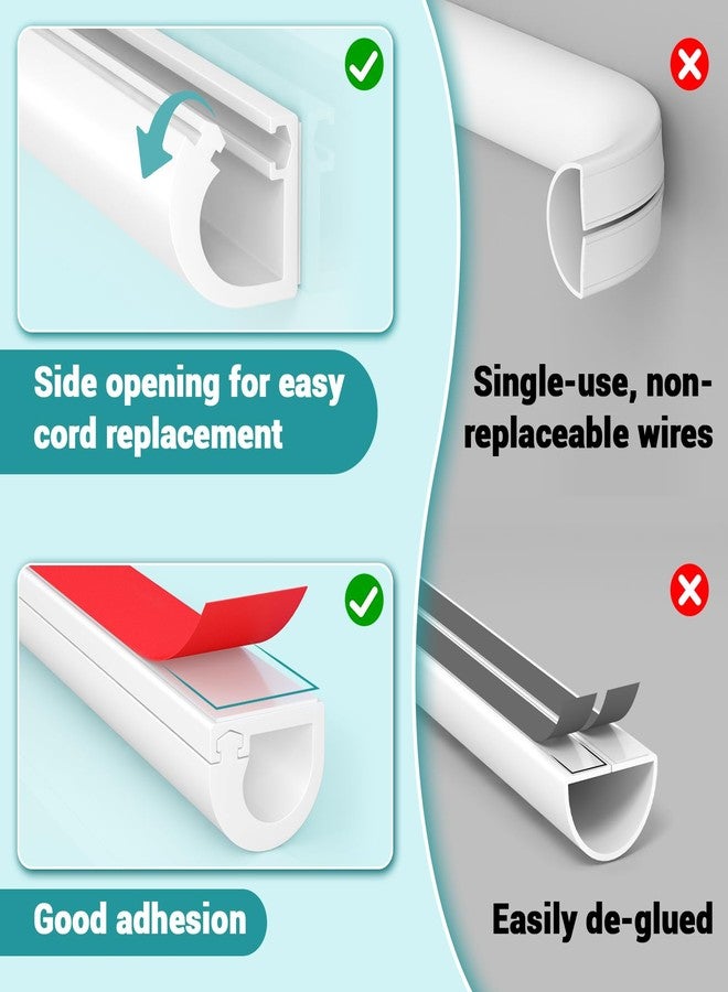 Aispour Self-Adhesive TV Cable Hider, Home Audio Flexible Wire Cord Management, RG6 Coaxial Cable Raceways, HDMI Cable Cord Hider, White 156in(4m) (156 in) - Image 4