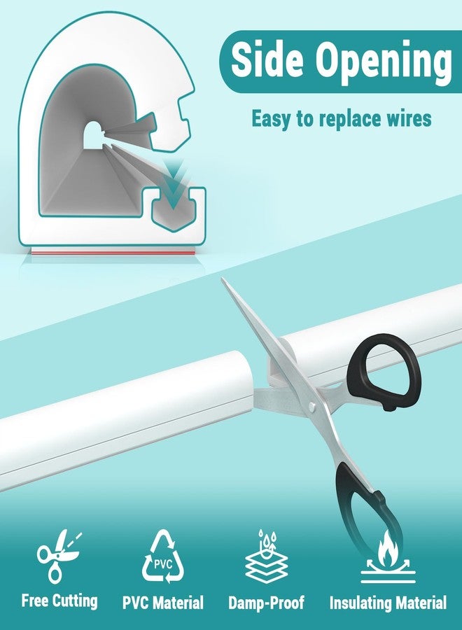 Aispour Self-Adhesive TV Cable Hider, Home Audio Flexible Wire Cord Management, RG6 Coaxial Cable Raceways, HDMI Cable Cord Hider, White 156in(4m) (156 in) - Image 3