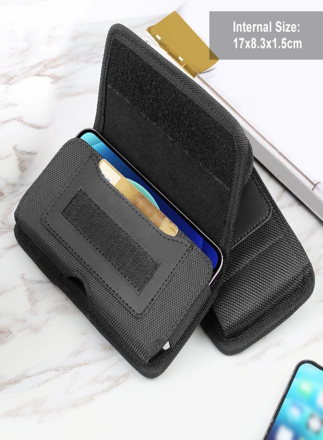 HAWEEL Multifunctional Cell Phone Pouch Waterproof Nylon Belt Holster Case with Card Slot Mobile Phone Waist Bag Compatible with Most Smartphones - Image 3