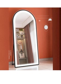 Vparty LED Full-Length Mirror – Touch Button, Free Standing or Wall-Mounted, Modern Stylish Mirror for Bedroom, Living Room, Hallway, Dressing Room, Adjustable Brightness, Black (160x60 CM)  - Image 3