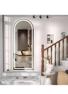 Vparty LED Full-Length Mirror – Touch Button, Free Standing or Wall-Mounted, Modern Stylish Mirror for Bedroom, Living Room, Hallway, Dressing Room, Adjustable Brightness, Black (160x60 CM)  - Image 1