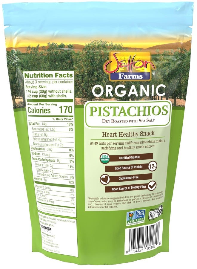 Setton Farms Premium Organic Pistachios, Dry Roasted With Sea Salt, 7 Oz Resealable Bag - Image 2