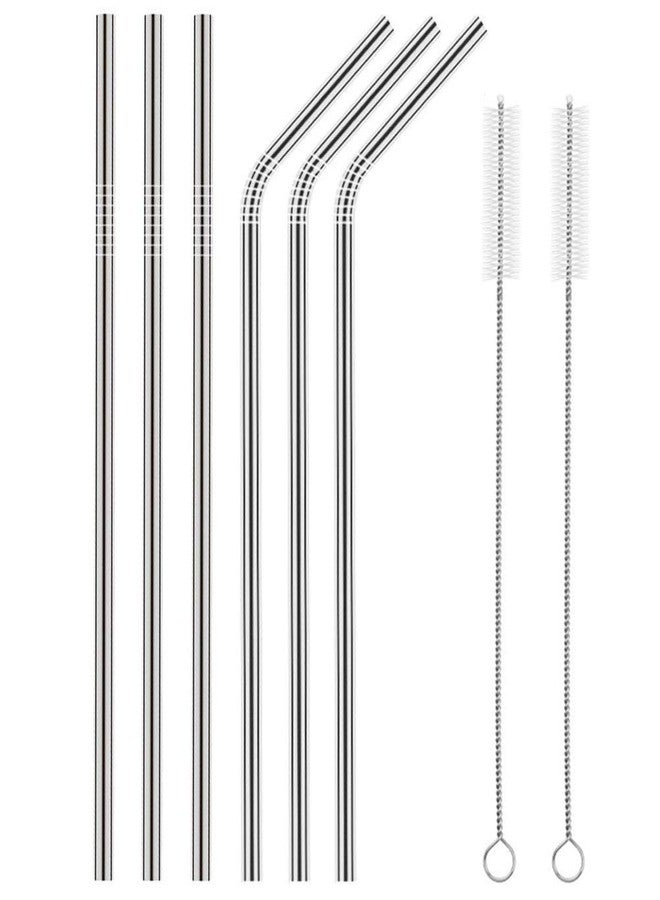 AmigozZ Stainless Steel Straws for Drinking with Brushes (3 Bent + 3 Straight + 2 Brushes - Image 1