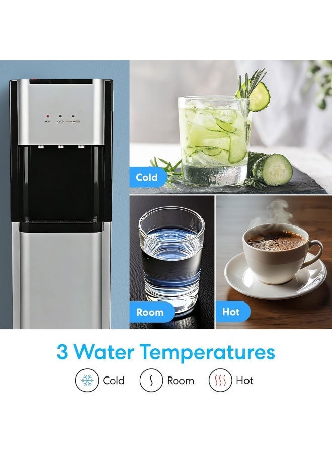 ET-LIFE Bottom Loading Water Cooler Dispenser for 5 Gallon Bottles - 3 Temperatures with Hot, Room & Cold Spouts, Child Safety Lock, LED Display with Empty Bottle Alert, Stainless Steel - Image 5
