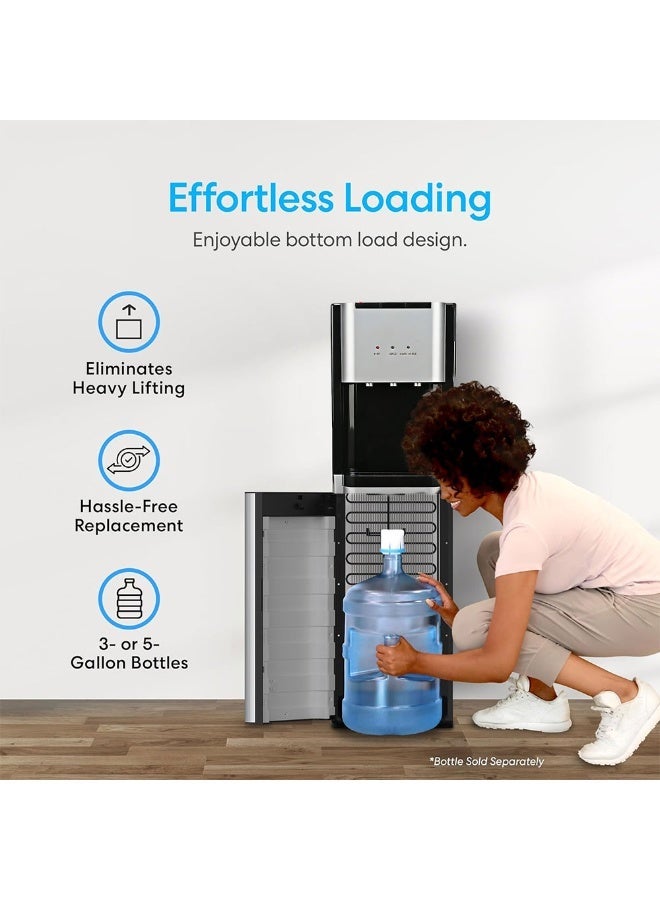 ET-LIFE Bottom Loading Water Cooler Dispenser for 5 Gallon Bottles - 3 Temperatures with Hot, Room & Cold Spouts, Child Safety Lock, LED Display with Empty Bottle Alert, Stainless Steel - Image 4