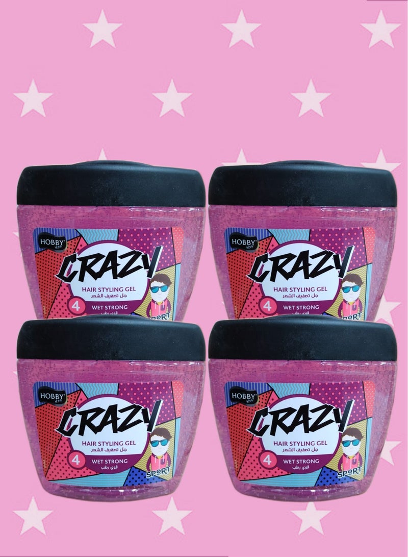 هوبي 4 قطع جل تصفيف الشعر كريزي ترطيب فوري وردي عبوة اقتصادية صناعة تركية 700 مل