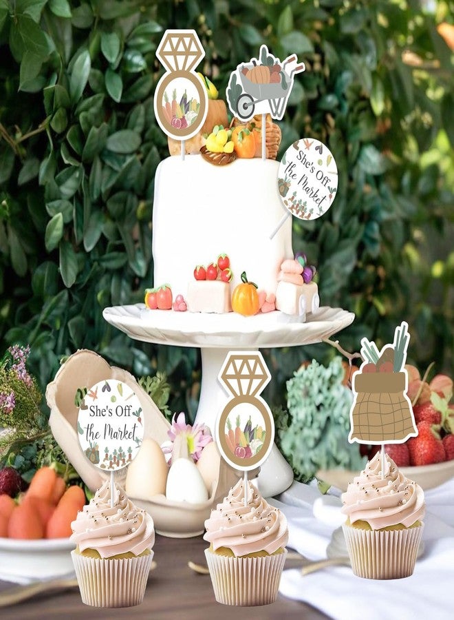 Blisstock 24pcs Farmers Market Bridal Shower Cupcake Topper, She's Off the Market Bridal Shower Decorations Farm Vegetables Fruit Cupcake Topper for Women Off the Market Bridal Showers Party Supplies - Image 2