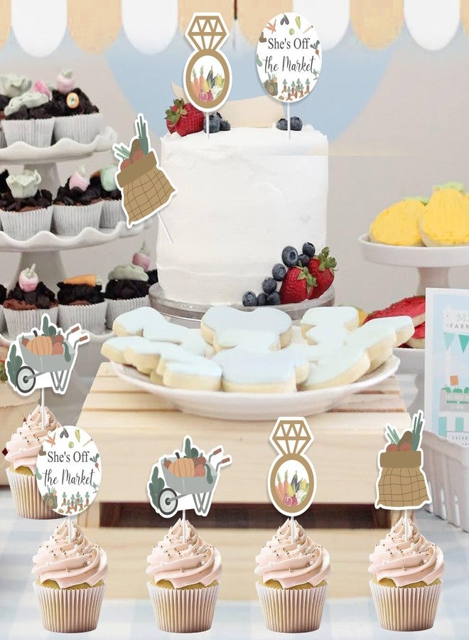 Blisstock 24pcs Farmers Market Bridal Shower Cupcake Topper, She's Off the Market Bridal Shower Decorations Farm Vegetables Fruit Cupcake Topper for Women Off the Market Bridal Showers Party Supplies - Image 4