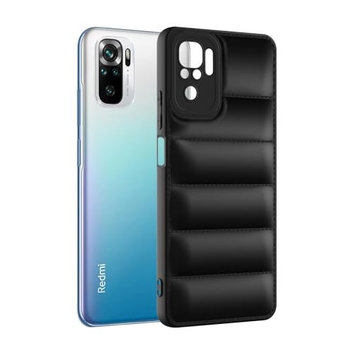Plus Puffer Case Camera Protection Soft Back Cover for Mi Redmi Note 10 | Redmi Note 10S | Redmi Note 11 SE | Note 10S - Black - Image 3