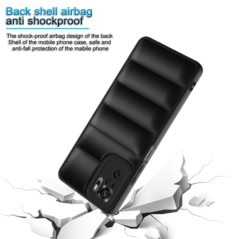 Plus Puffer Case Camera Protection Soft Back Cover for Mi Redmi Note 10 | Redmi Note 10S | Redmi Note 11 SE | Note 10S - Black - Image 4