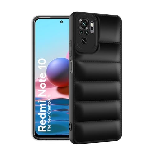 Plus Puffer Case Camera Protection Soft Back Cover for Mi Redmi Note 10 | Redmi Note 10S | Redmi Note 11 SE | Note 10S - Black - Image 2