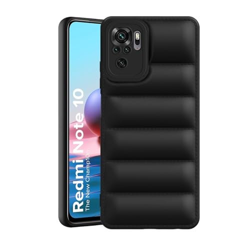Plus Puffer Case Camera Protection Soft Back Cover for Mi Redmi Note 10 | Redmi Note 10S | Redmi Note 11 SE | Note 10S - Black - Image 1